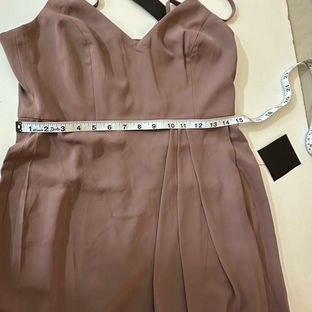 Lulus Mauve Purple Reinette Faux Wrap Silhouette Asymmetrical Midi Dress NWT M - Picture 15 of 16